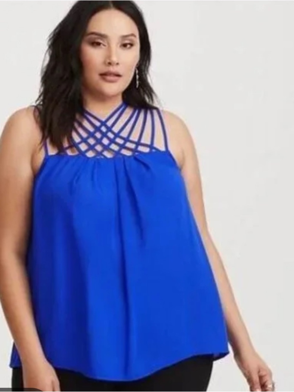 torrid Cobalt Blue Lattice-Strap Halter Camisole